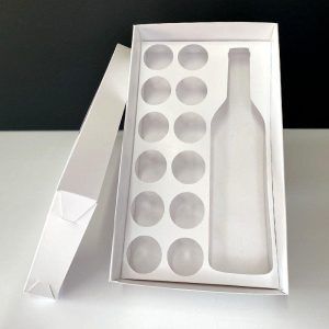 Caja de 32x20x8cm - Para botella De Vino  y 12 nidos de MiniCupCake de 4.5cm  -